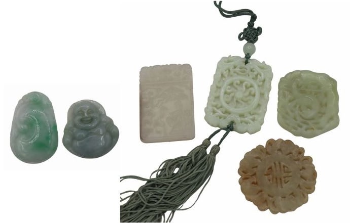 (6) Chinese Carved Jade and Hardstone Pendants. (1 of 16)