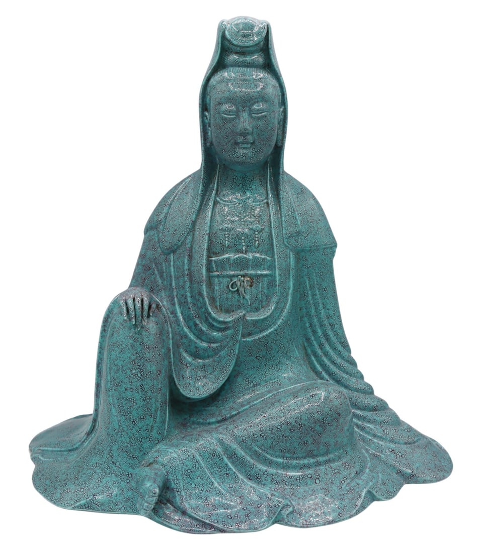 Chinese Speckled Robin's Egg Seated QuanYin. (1 of 15)