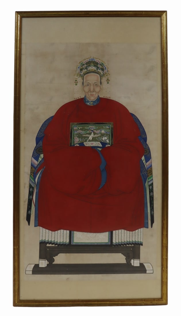Large Framed Chinese Ancestral Portrait Painting. (1 of 10)