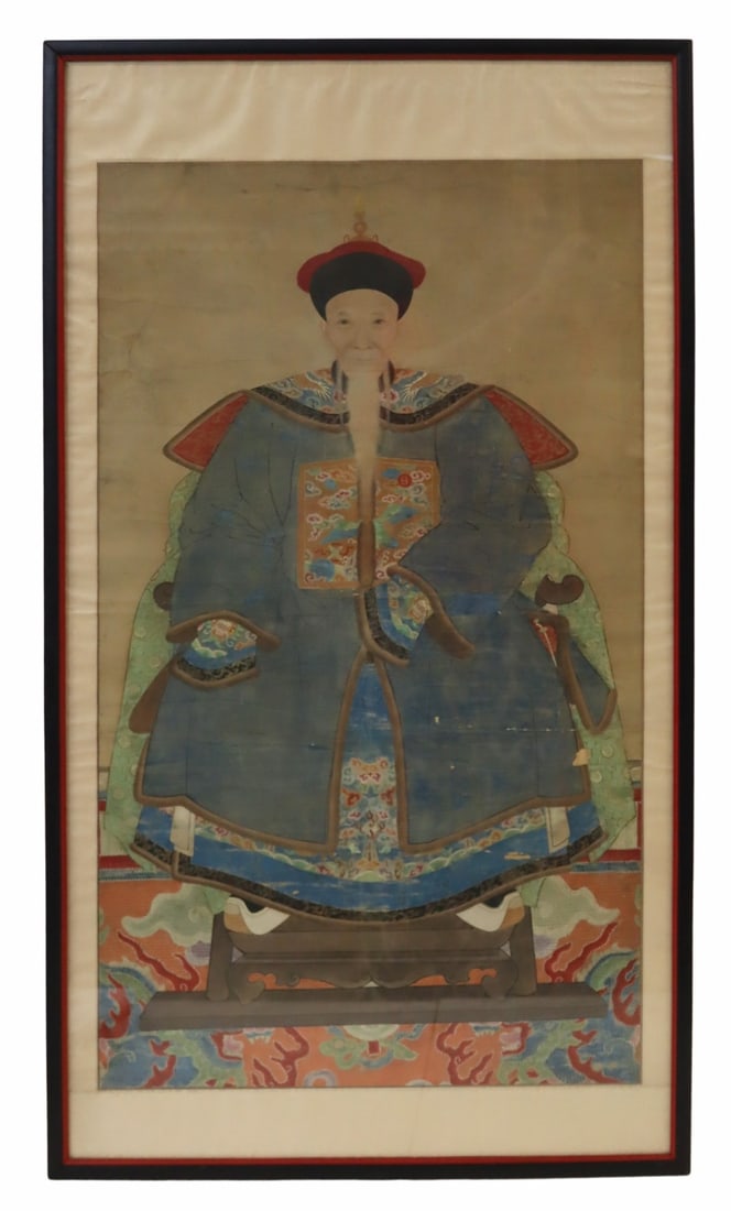 Framed Chinese Ancestral Portrait Painting. (1 of 7)