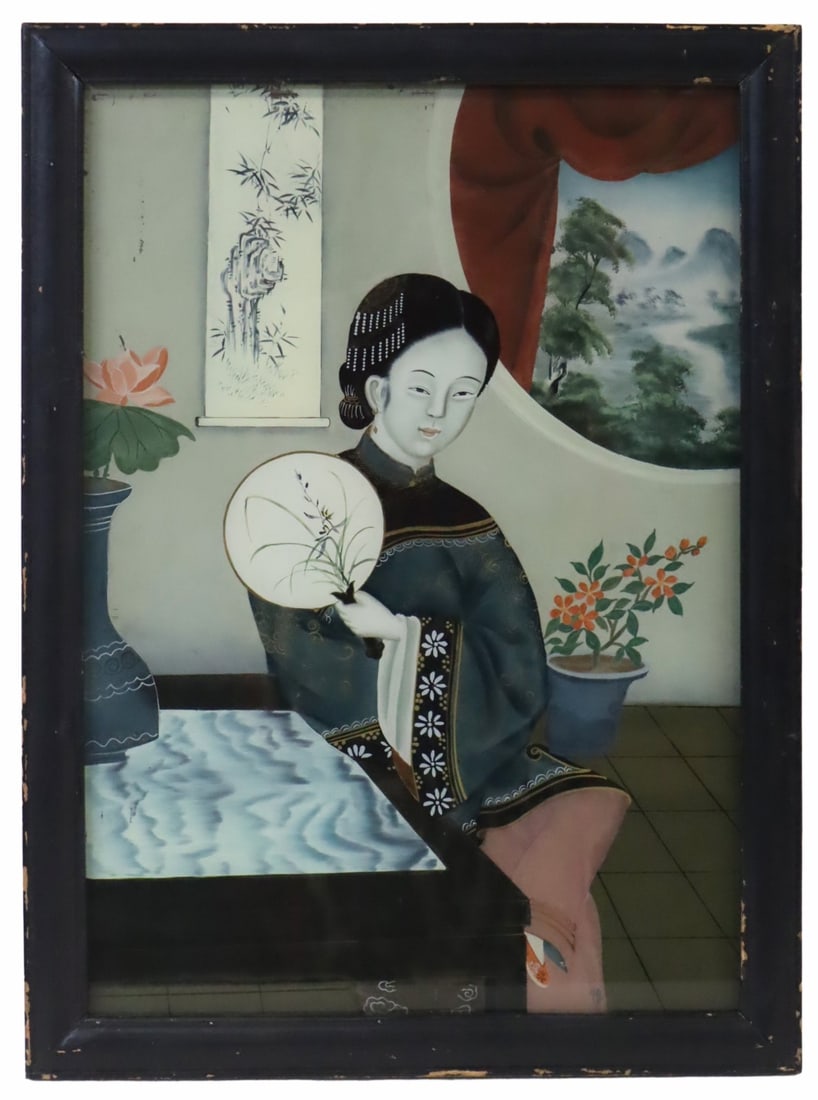 Chinese Reverse Painting on Glass. (1 of 6)