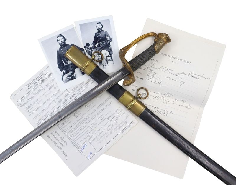 MILITARIA. Named Civil War Presentation Sword.: An important Model 1850 United States Civil War Regulation Foot Officer’s Presentation Sword, manufactured by Peter Daniel Luneschloss Waffen-Fabrik, Solingen, Germany, and presented to Major
