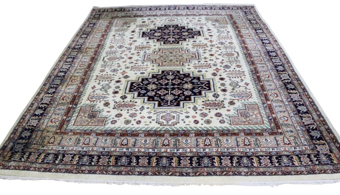 Vintage And Finely Hand Knotted Carpet.: From a Larchmont, NY estate. - Dimensions: 10ft 4" x 8ft 2".