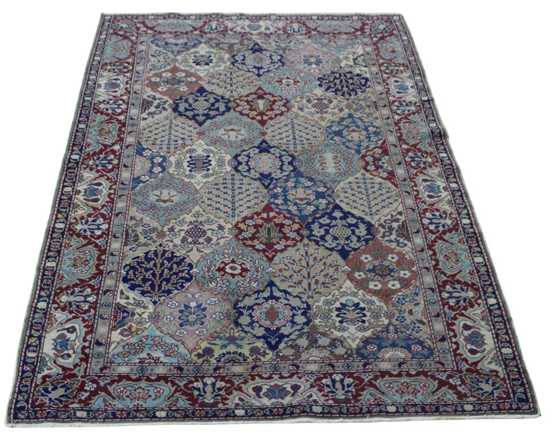 Antique And Finely Hand Knotted Bakhtiari? Carpet.: Great colors, pattern and age. From an East 732 st NYC estate. - Dimensions: 5ft 11" x 4ft 2".