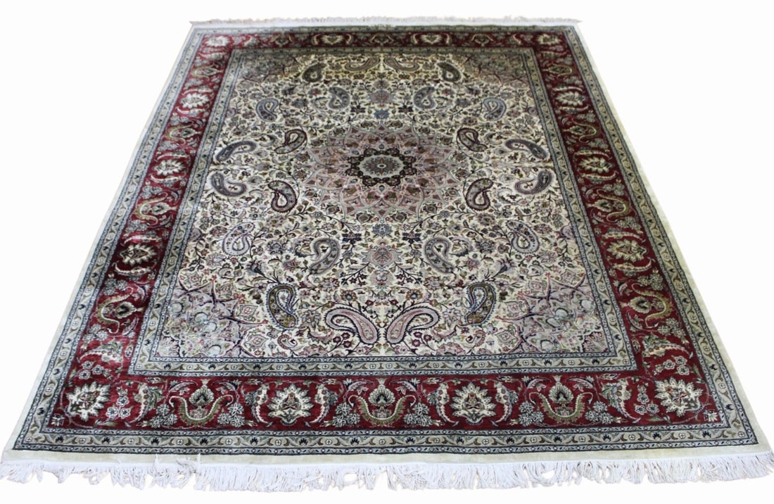 Vintage And Finely Hand Knotted Carpet.: From a Brooklyn, NY estate. - Dimensions: 8ft 2" x 10ft 7".