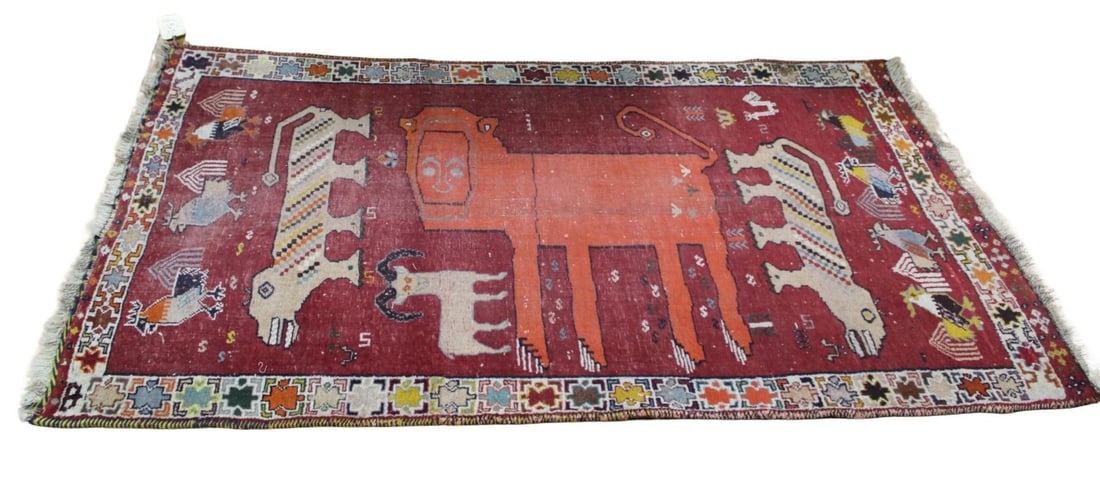 Vintage And Finely Hand Knotted Carpet.: From a Queens, NY estate. - Dimensions: 6ft 3" x 3ft 7".