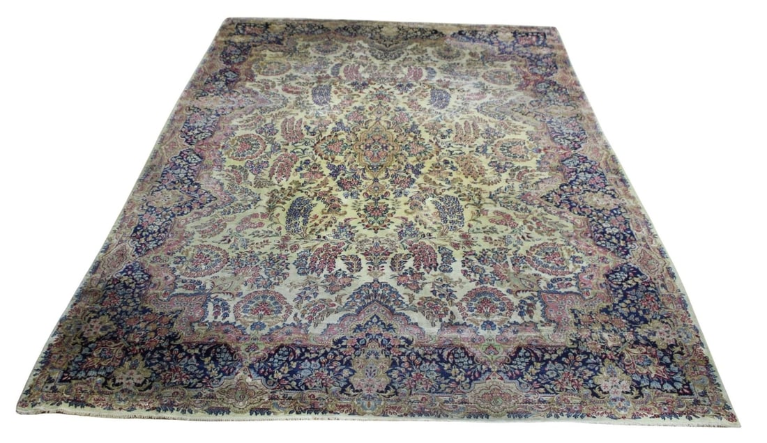 Vintage And Finely Hand Knotted Kerman Carpet. (1 of 9)