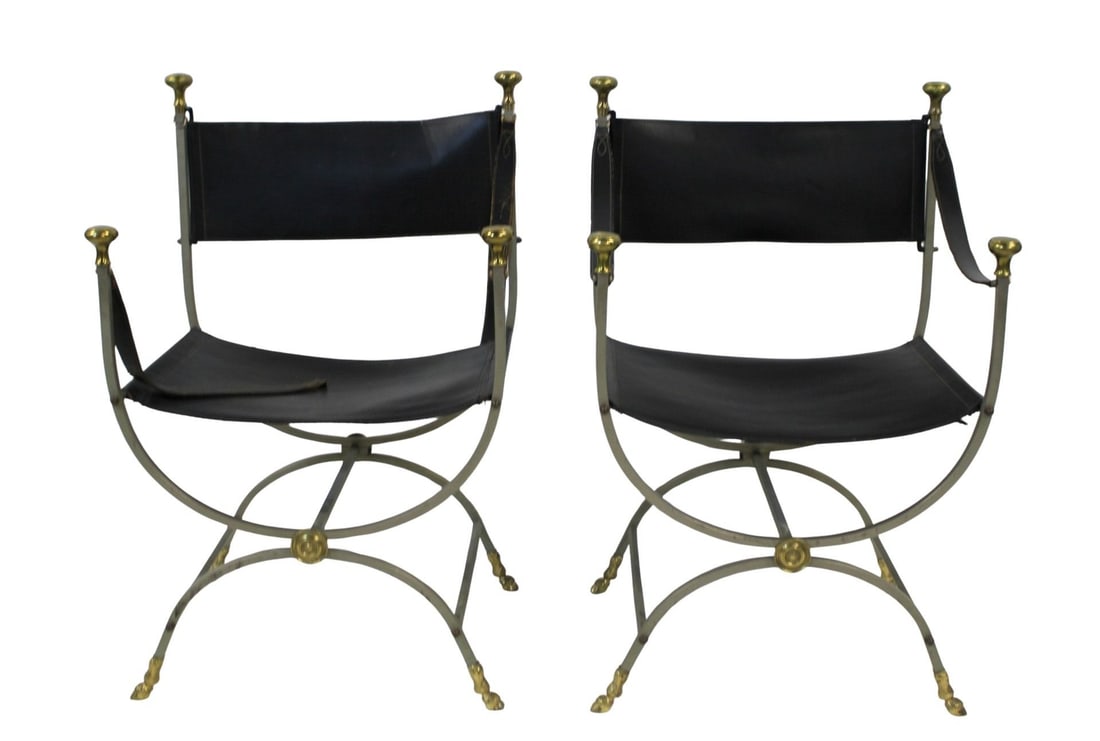 After Maison Jansen Pair Of Savonarola Chairs. (1 of 6)