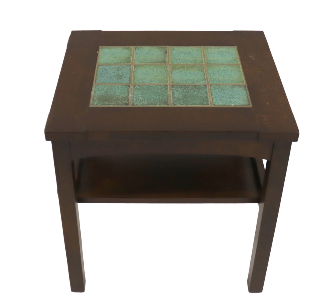 STICKLEY BY E.J. AUDI. Tile-Top Table (1 of 9)