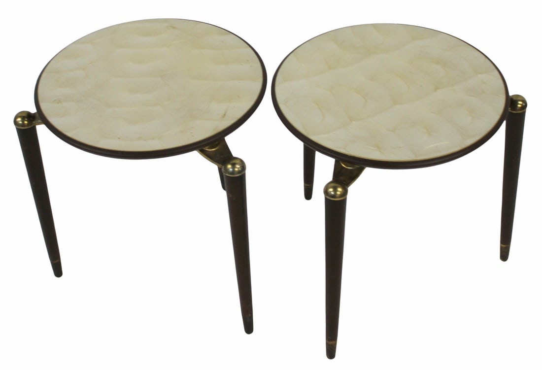 Midcentury Pair of Nesting Tables with Mother of (1 of 6)