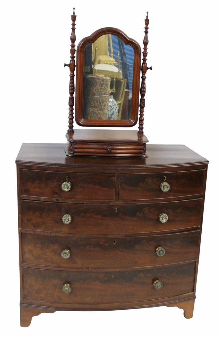 19th Century English Mahogany Bow Front Chest & (1 of 11)