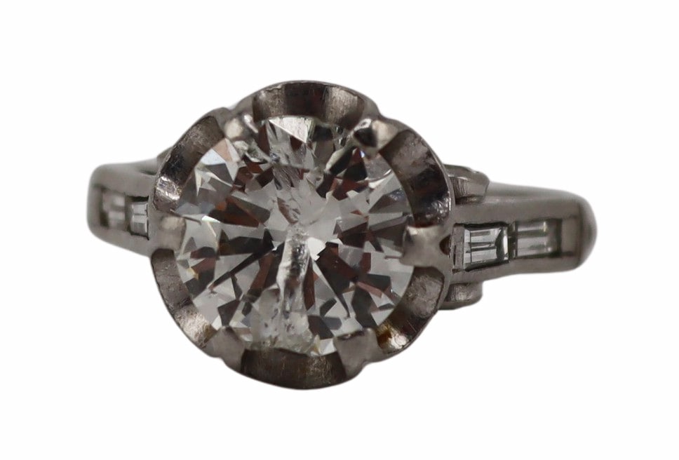 JEWELRY. Platinum and Diamond Engagement Ring. (1 of 6)