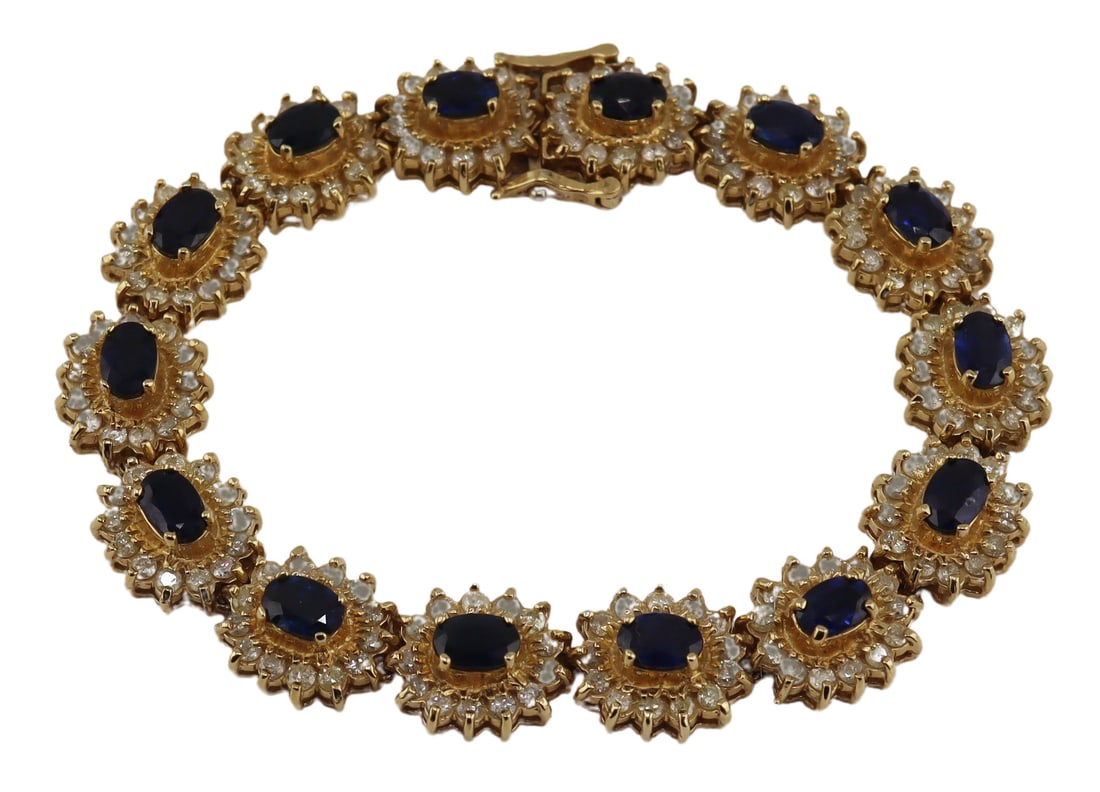 JEWELRY. 13kt Gold, Sapphire and Diamond Bracelet. (1 of 10)