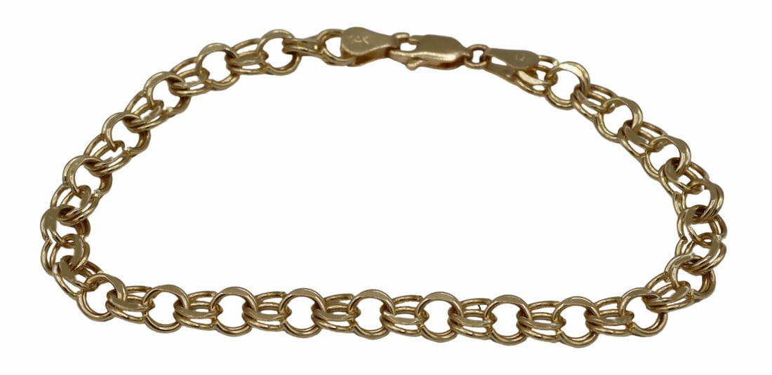 JEWELRY. 14kt Gold Link Bracelet. (1 of 5)