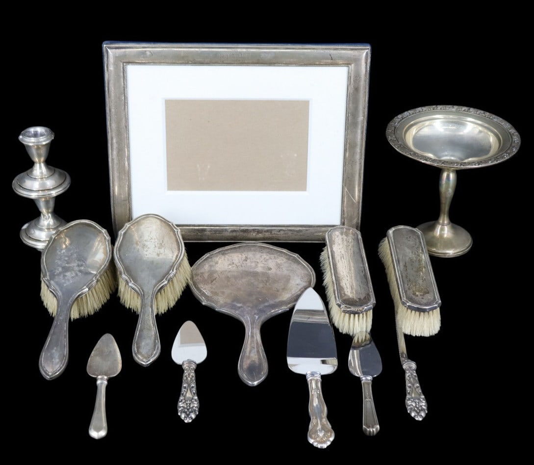 STERLING. Huge Lot of Weighted Sterling Items. (1 of 14)