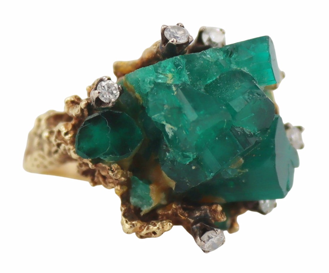 JEWELRY. Brutalist 13.75kt Gold, Gem Crystal and (1 of 10)