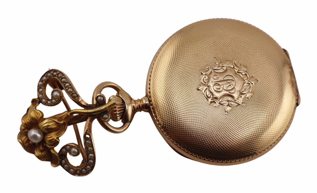 JEWELRY. Lady's Waltham 14kt Gold Pocket Watch. (1 of 11)