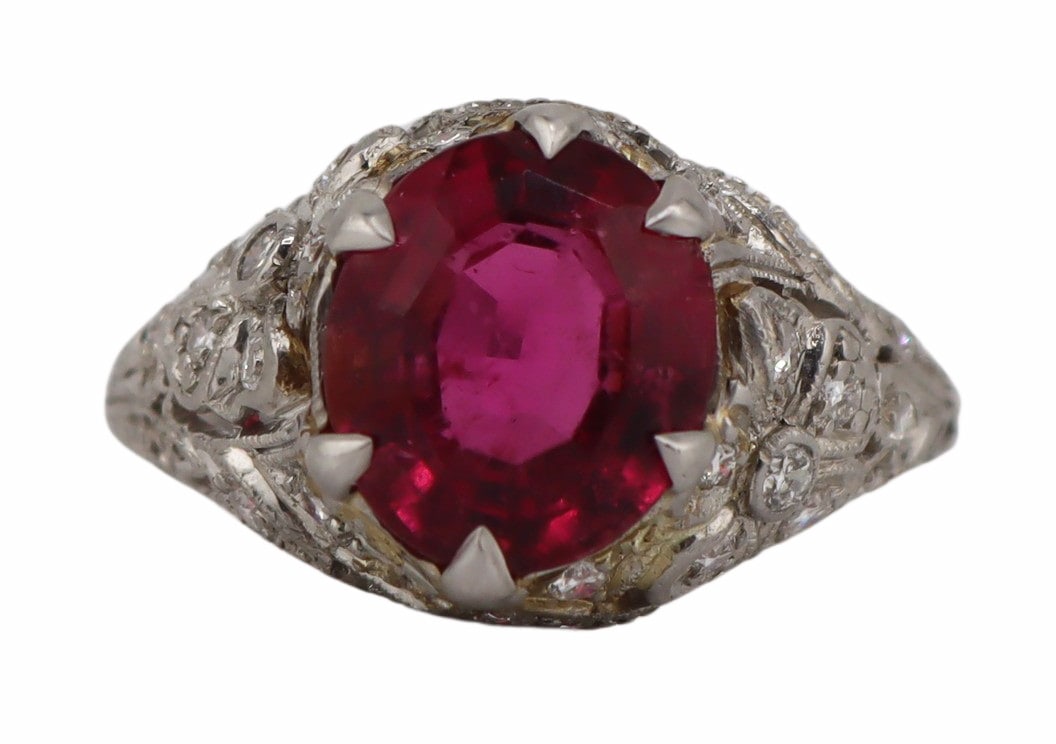 JEWELRY. Platinum Pink Tourmaline and Diamond Ring (1 of 10)