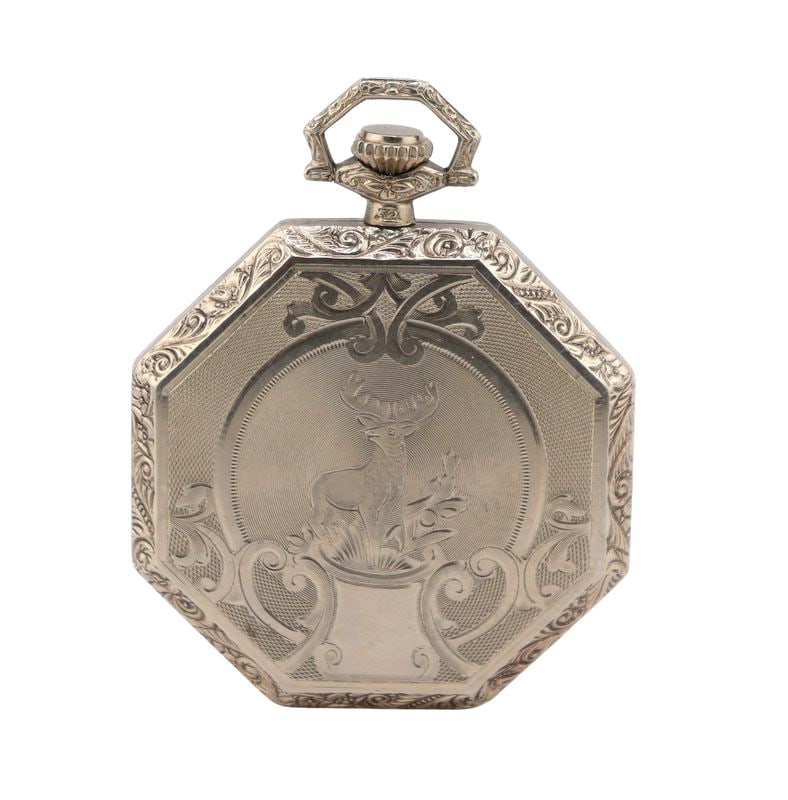 JEWELRY. Waltham 14kt Gold Stag Pocket Watch. (1 of 7)