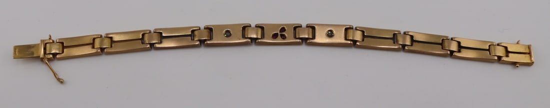 JEWELRY. Continental Gold Ruby & Diamond Bracelet. - 5