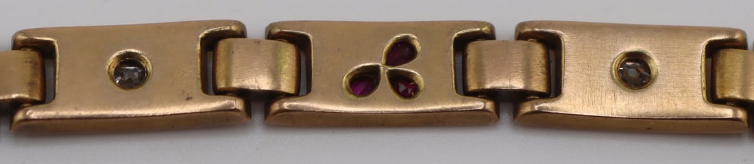 JEWELRY. Continental Gold Ruby & Diamond Bracelet. - 6
