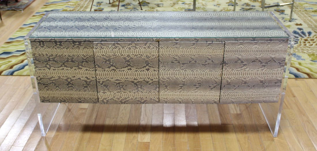 After Karl Springer Python & Lucite Cabinet. - 2