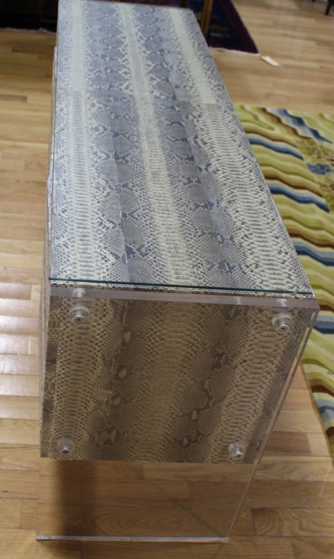After Karl Springer Python & Lucite Cabinet. - 3