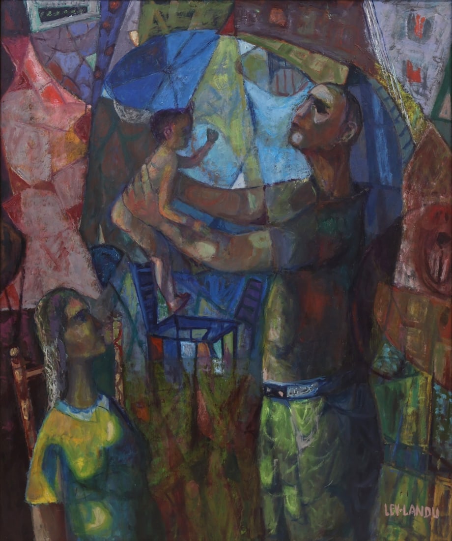 SAMUEL DAVID LEV-LANDAU (AMERICAN, 1895-1979).: 'Zu-Ne-Le'. Oil on masonite. Signed lower right. Verso: Signed and titled on panel. Property of a Larchmont, NY estate. Dimensions: 36" h x 30" w. Frame: 43.50" h x 37.50" w.