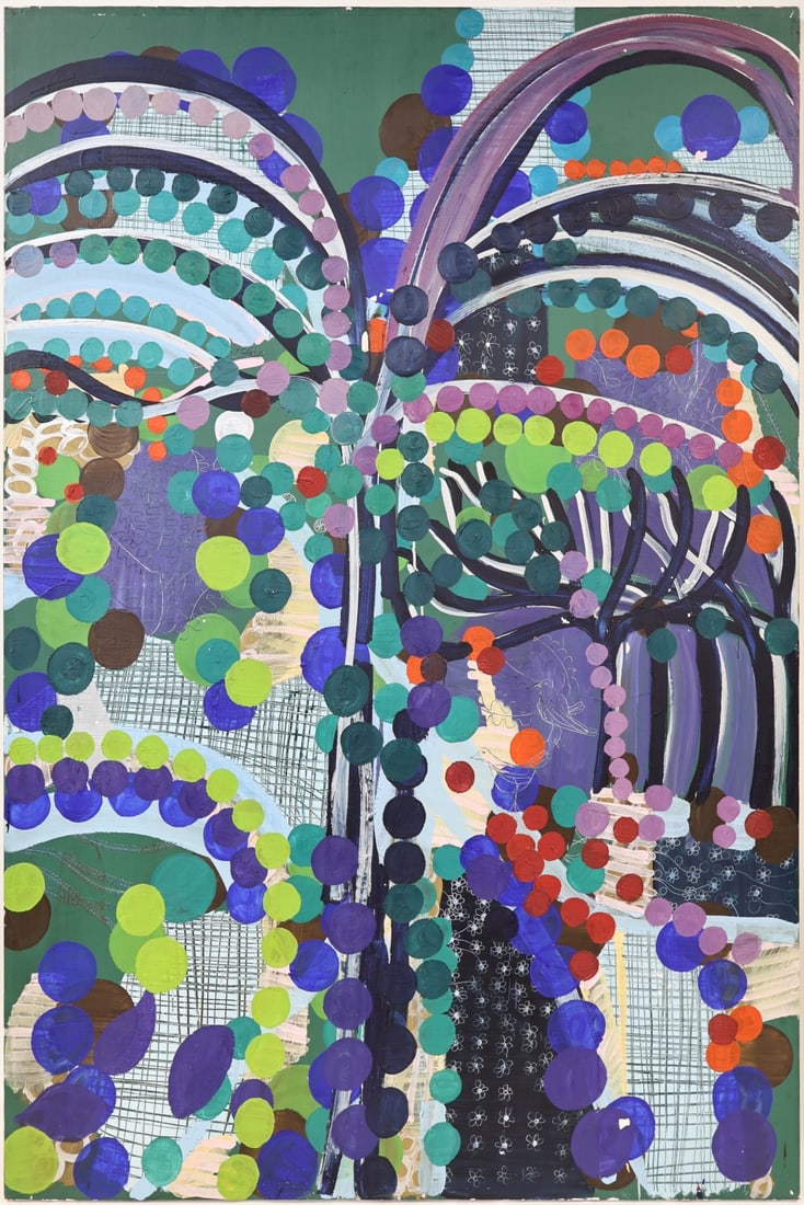 ALEJANDRA ICAZA (SPANISH, B. 1966).: 'The Tree'. Oil and wax on canvas. From a Chelsea, NYC collection. Dimensions: 88" h x 59" w. (unframed).