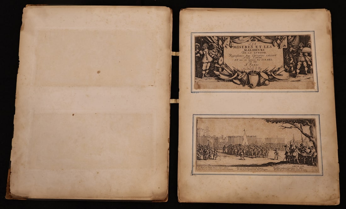 JACQUES CALLOT (FRENCH, 1592-1635).: Set of 18 etchings from Les Grandes Misères de la Guerre. 1633. Provenance: Ernst Plassmann (1823-1877); by direct descent. Note: Ernst Plassmann (alternate spelling, Plassman) was a German bor