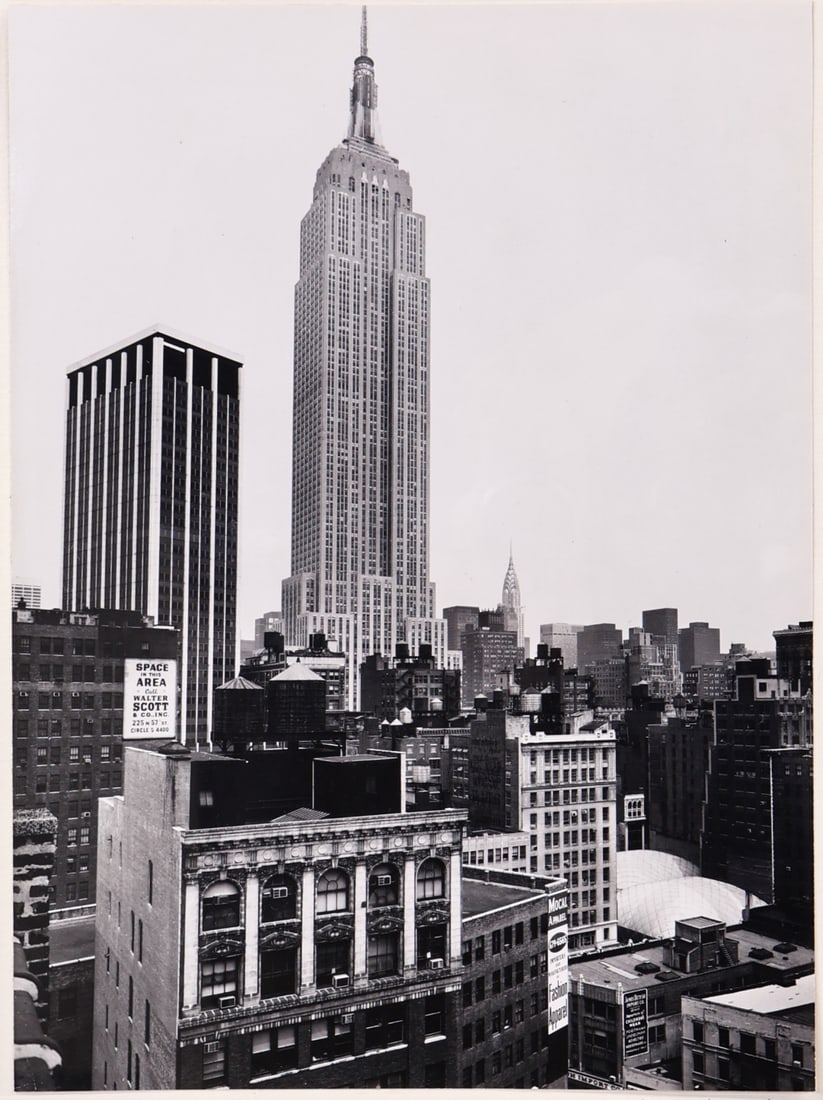 RUDY BURCKHARDT (AMERICAN, 1914-1999).: 'View of the Empire State Building'. Gelatin Silver print. Signed lower right in pencil on mount. Provenance: Robert Miller Gallery, Inc. NYC; Clare Walker Fine Art, Brooklyn, NY. Property from a Tarr