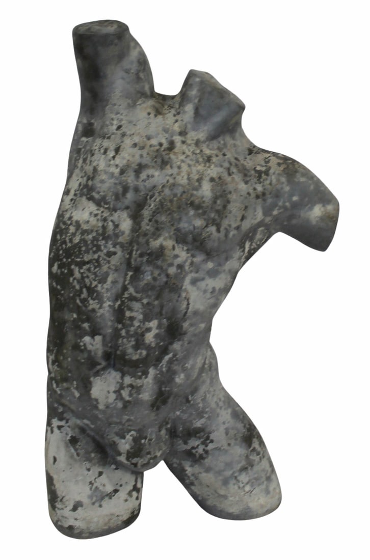 Vintage Patinated Torso: From a Port Chester, NY estate. - Dimensions: 34.25" h x 21" w x 8.5" d
