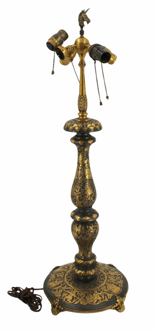 E.F. CALDWELL Patinated & Gilt Bronze Lamp. (1 of 10)