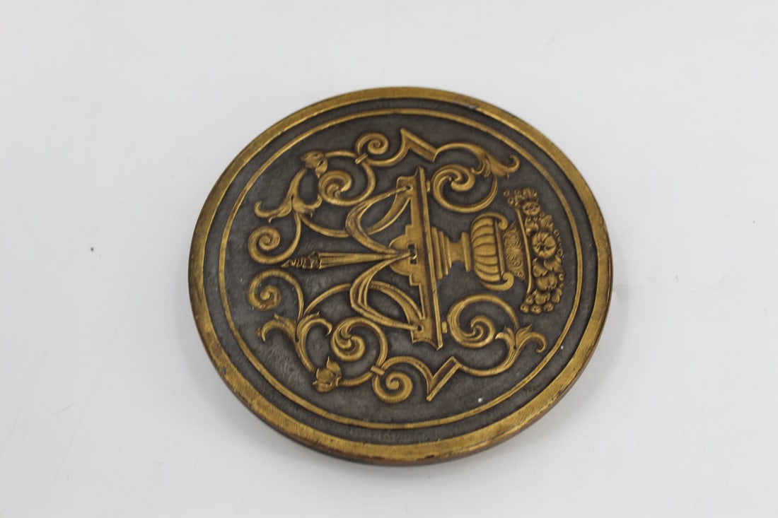 E.F. CALDWELL Patinated & Gilt Bronze Clock. - 12