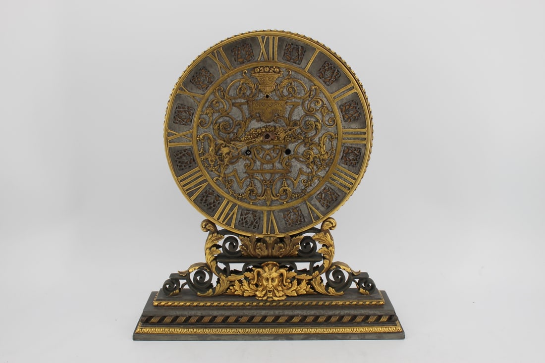E.F. CALDWELL Patinated & Gilt Bronze Clock. - 2