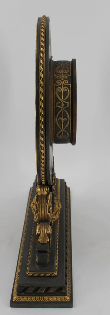 E.F. CALDWELL Patinated & Gilt Bronze Clock. - 6