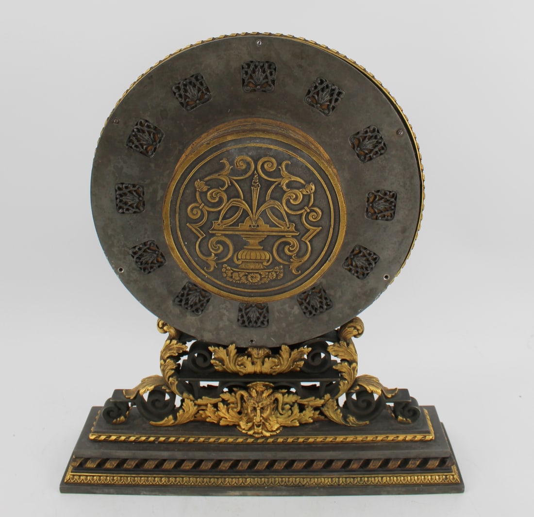 E.F. CALDWELL Patinated & Gilt Bronze Clock. - 7