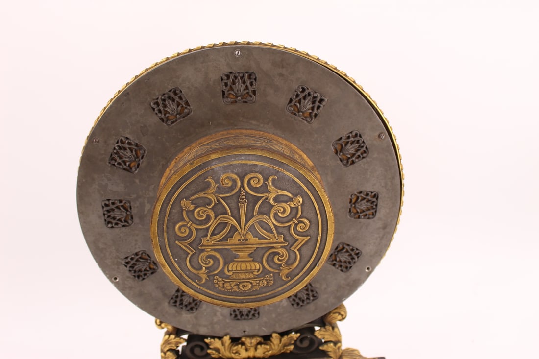 E.F. CALDWELL Patinated & Gilt Bronze Clock. - 8