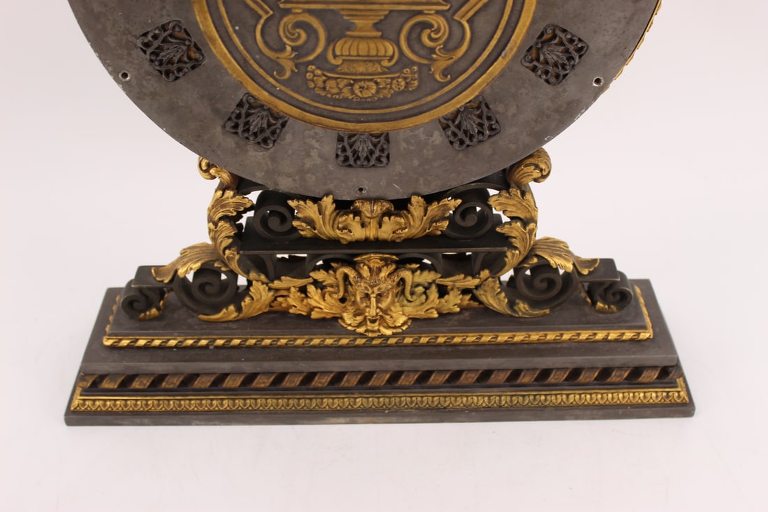 E.F. CALDWELL Patinated & Gilt Bronze Clock. - 9