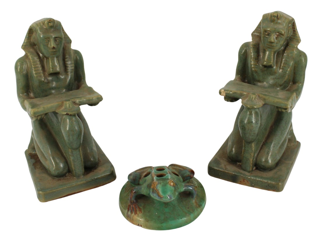 FULPER Signed Bookends & Frog.