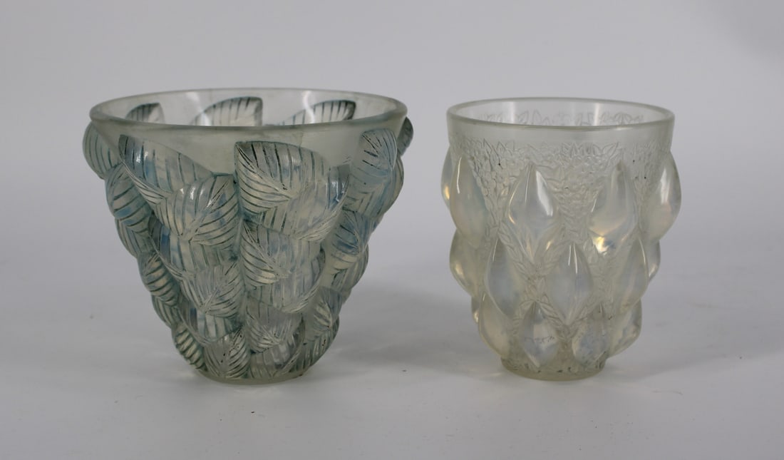 Two Pale Blue Lalique Vases Moissac & Rampillon - 2