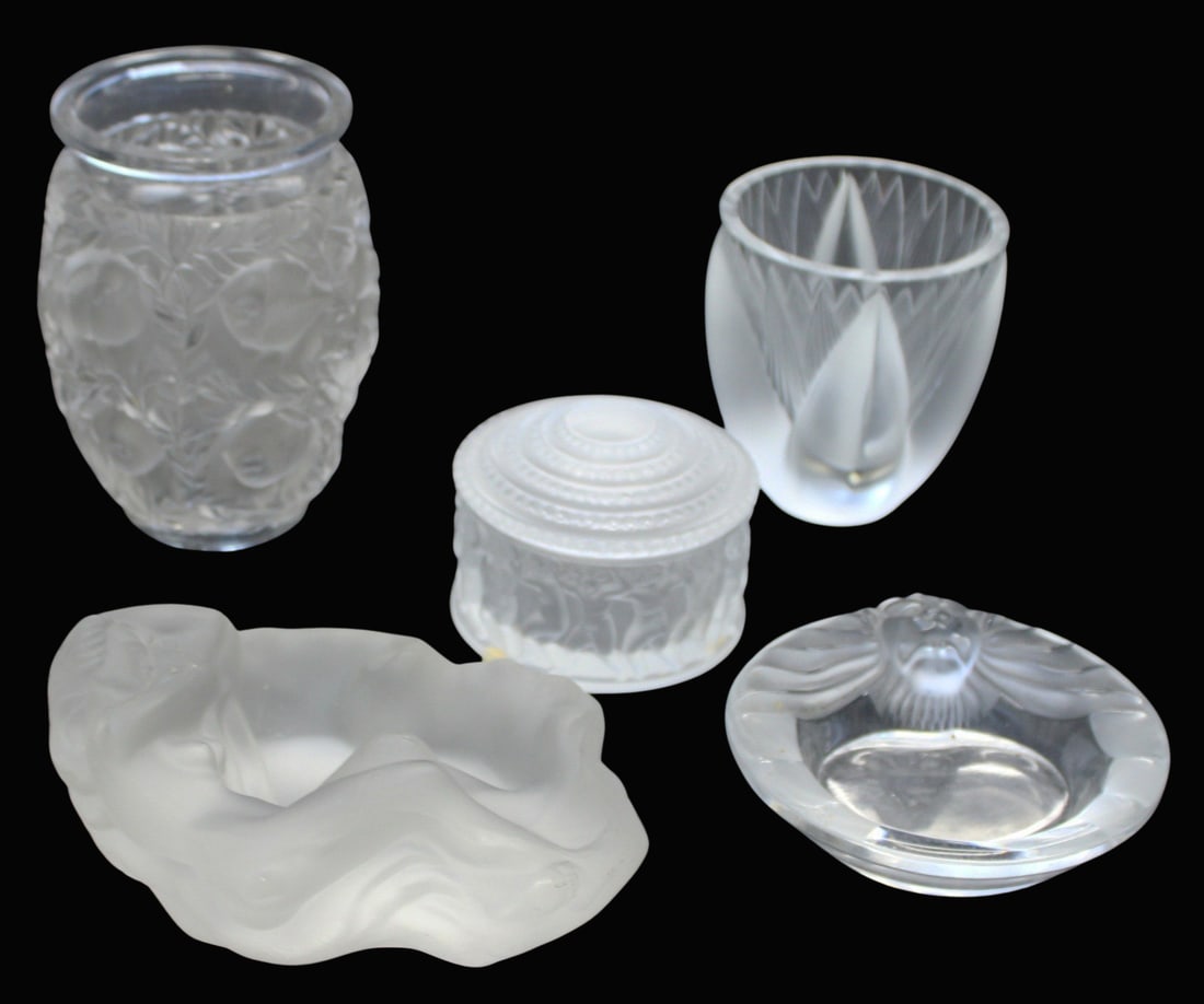 Group of Lalique Items 5 Pieces Vases & More (1 of 9)