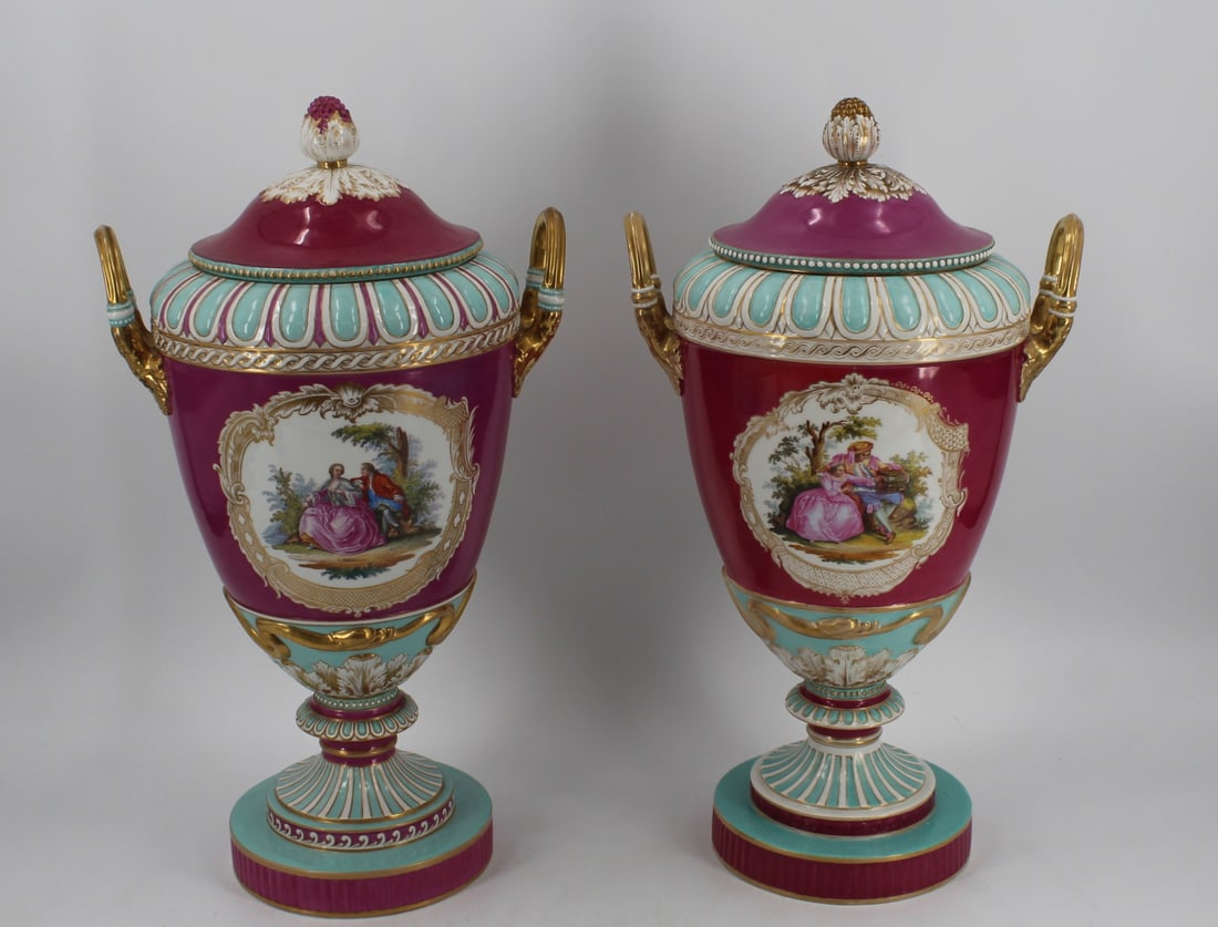 KPM Pair of Signed Porcelain Lidded Urns. - 2