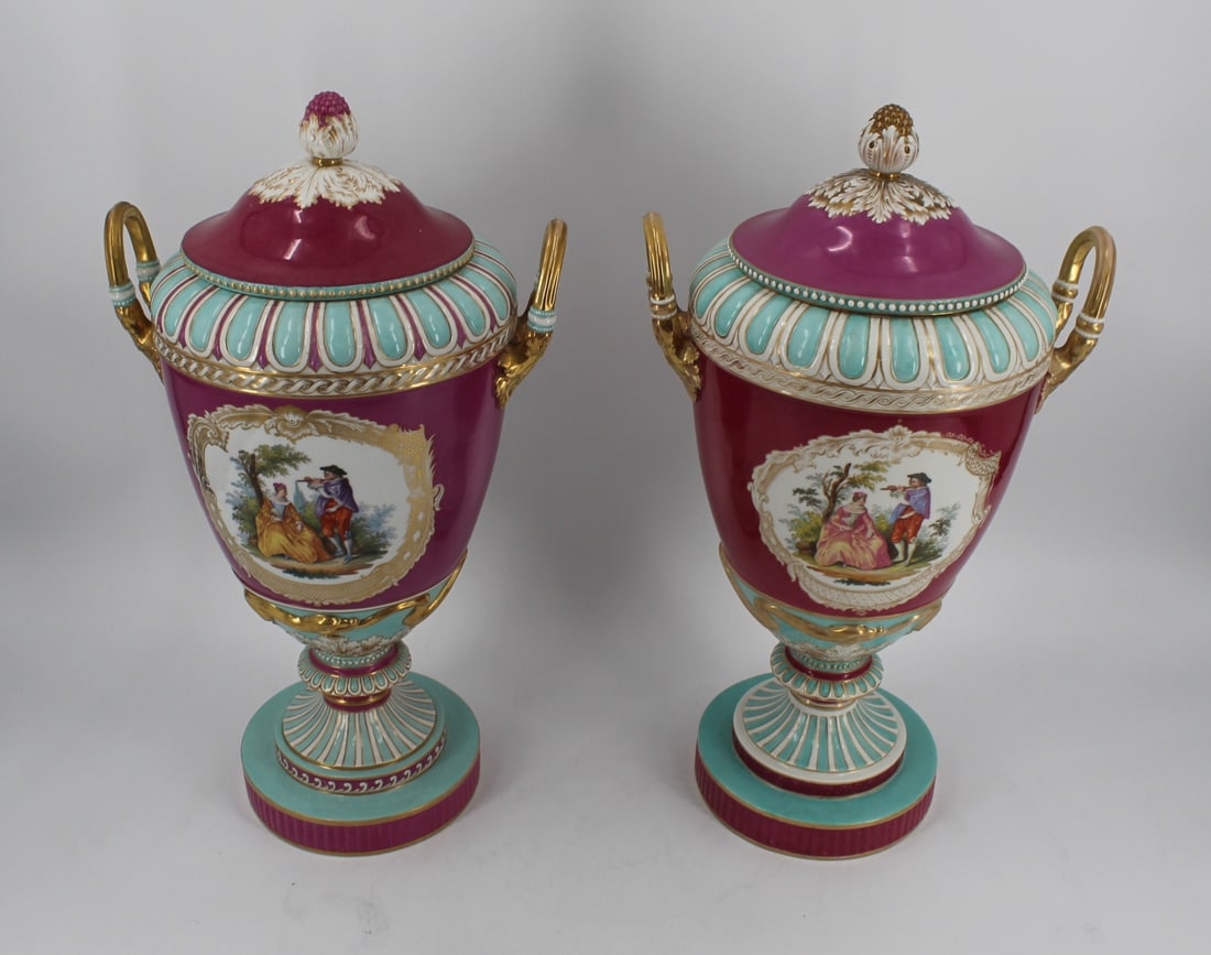 KPM Pair of Signed Porcelain Lidded Urns. - 3