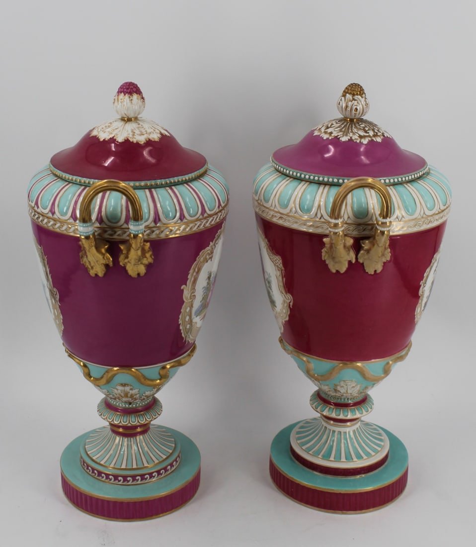 KPM Pair of Signed Porcelain Lidded Urns. - 6