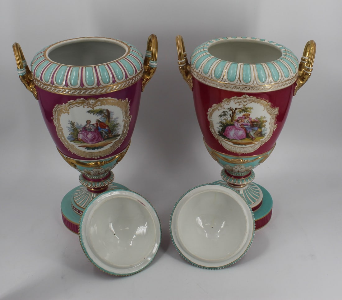 KPM Pair of Signed Porcelain Lidded Urns. - 8