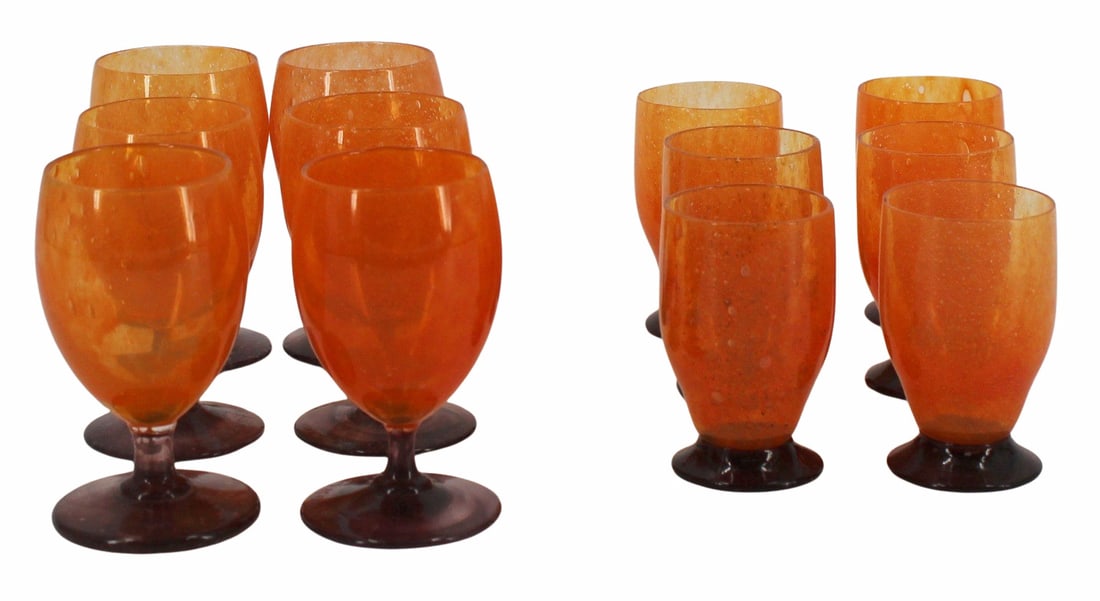 DAUM NANCY. Set of 12 Art Deco Glasses. (1 of 6)