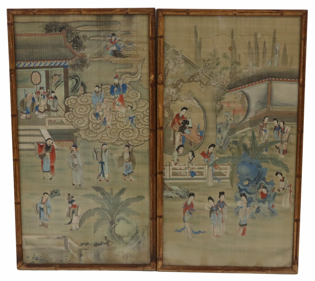 (2) Ex-Doyle 19th C Chinese Paintings on Silk. (1 of 16)