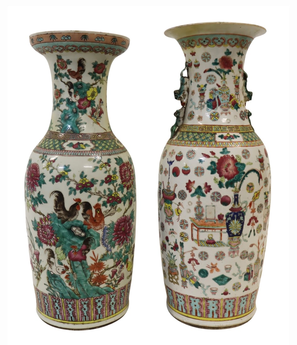 (2) Large Chinese Famille Rose Vases. (1 of 20)
