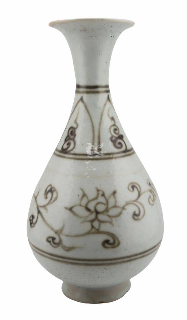 Chinese Underglaze Red Floral Vase.: From a Great Neck, NY estate. Dimensions: vase measures approx. 8.75" h.